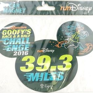 Disney runDisney 2016 WDW Goofy's Race & Half Challenge 39.3 Miles Car Magnet